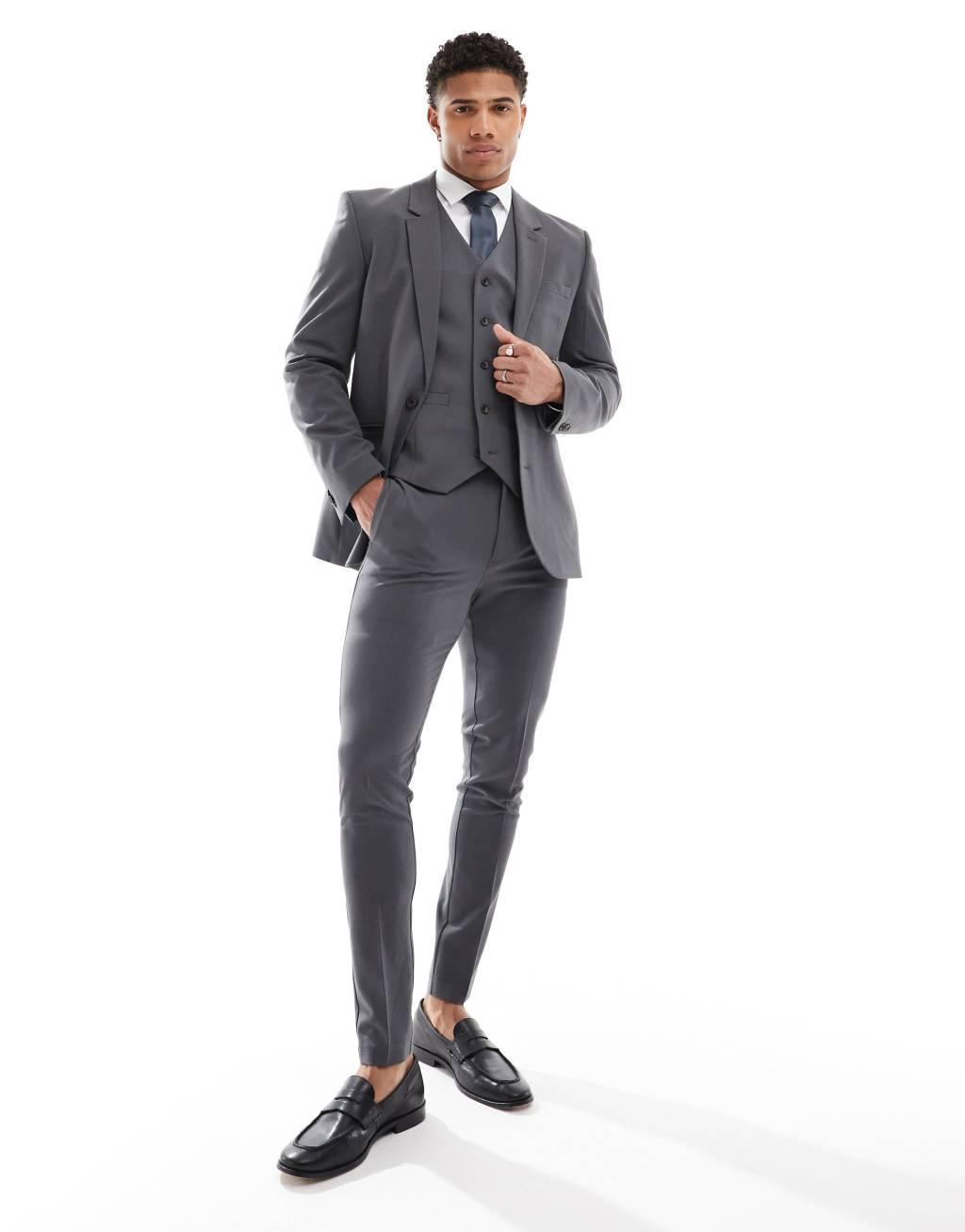 ASOS DESIGN super skinny suit jacket in gray Product Image