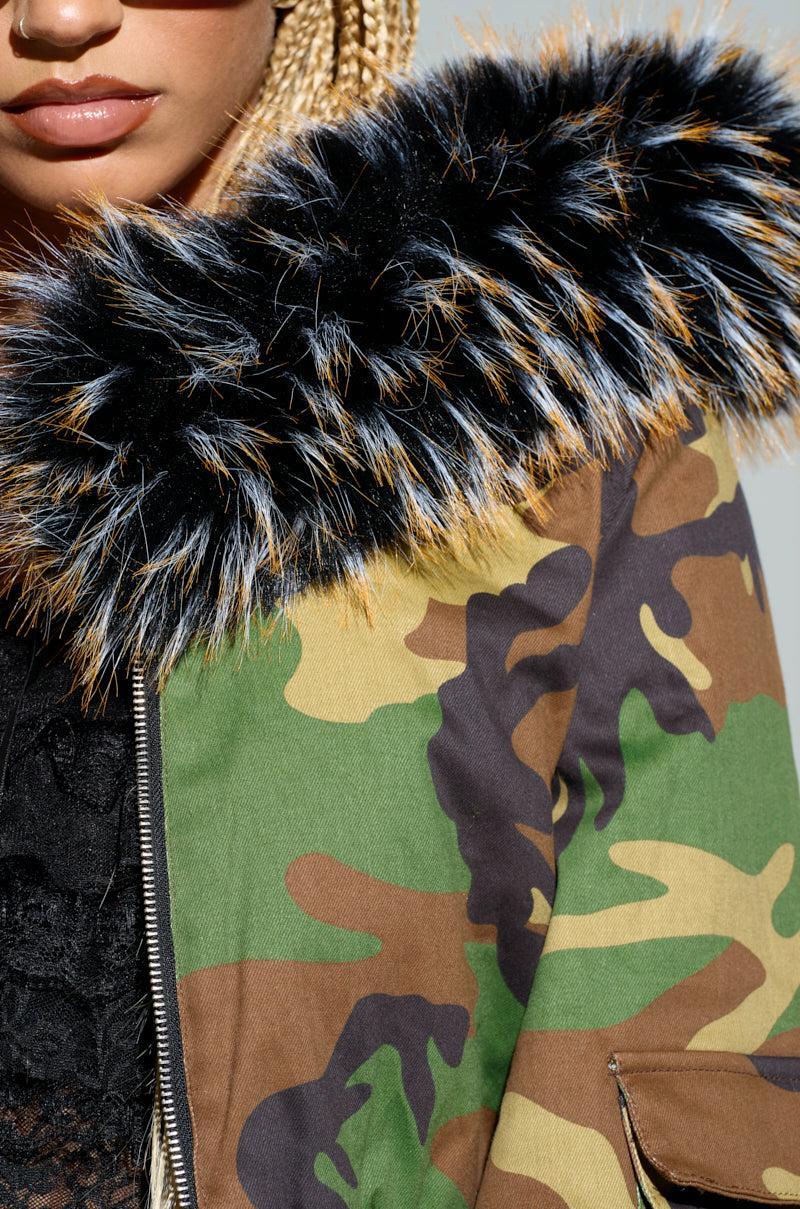 ITTY BITTY CROPPED BOMBER IN CAMO Product Image