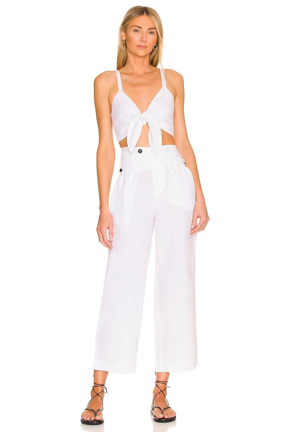 Paloma Linen Tie-Front Crop Top Product Image