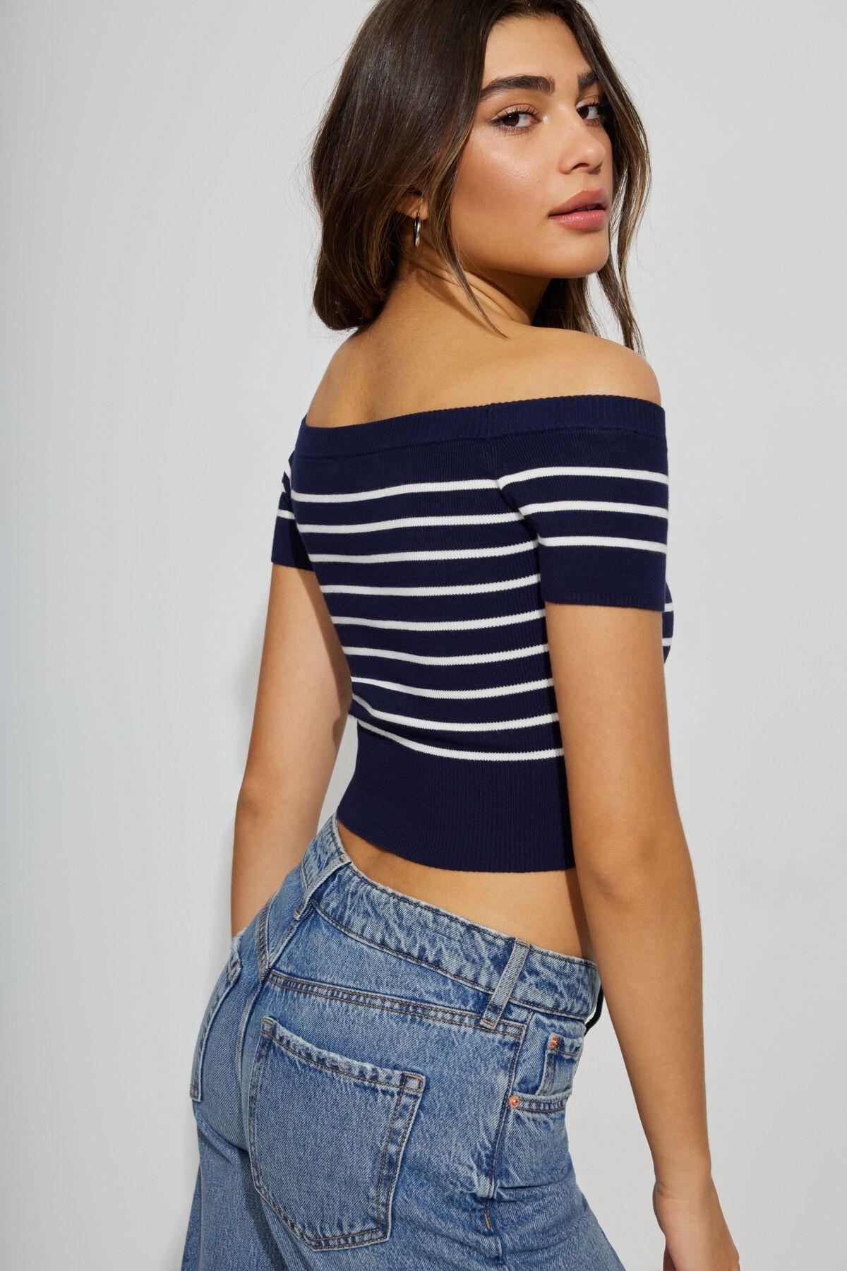 Short Sleeve Off Shoulder Sweater Product Image