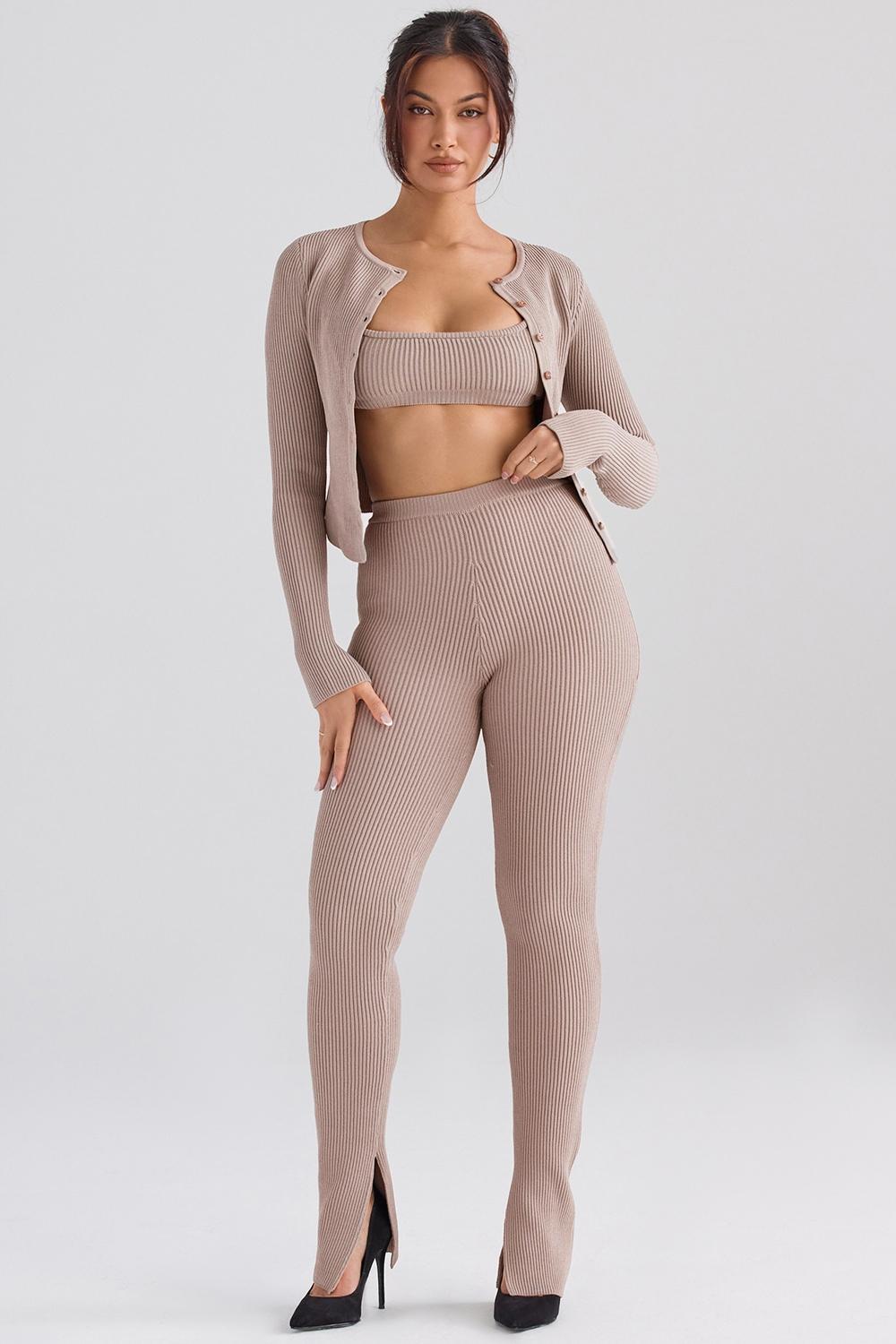 Mitzi  taupe ribbed knit leggings - sale Product Image