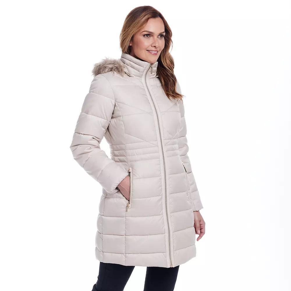Women's Gallery Faux-Fur Hooded Puffer Jacket, Size: XL, Peyote Product Image
