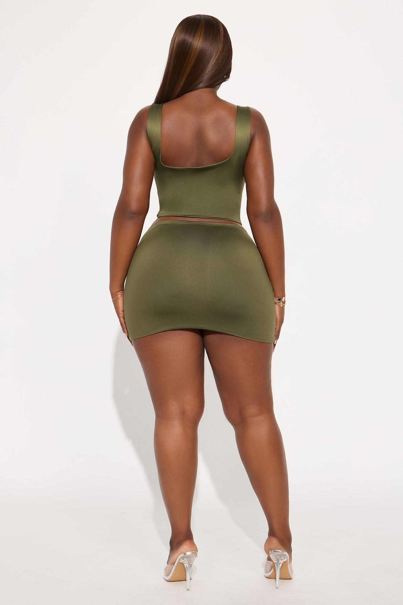 Contour Double Lined Square Neck Tank Top - Military Green Female Product Image