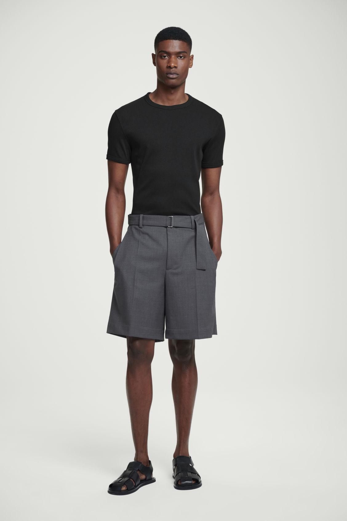 SLIM RIBBED COTTON T-SHIRT Product Image