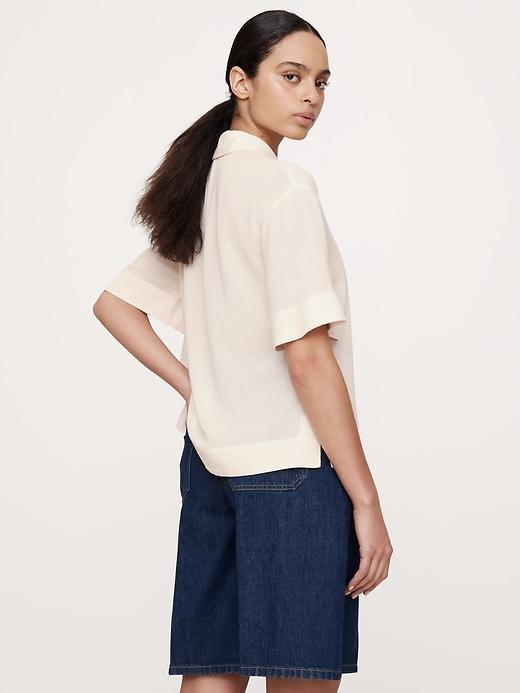 Gauze Tassel-Tie Popover Shirt Product Image