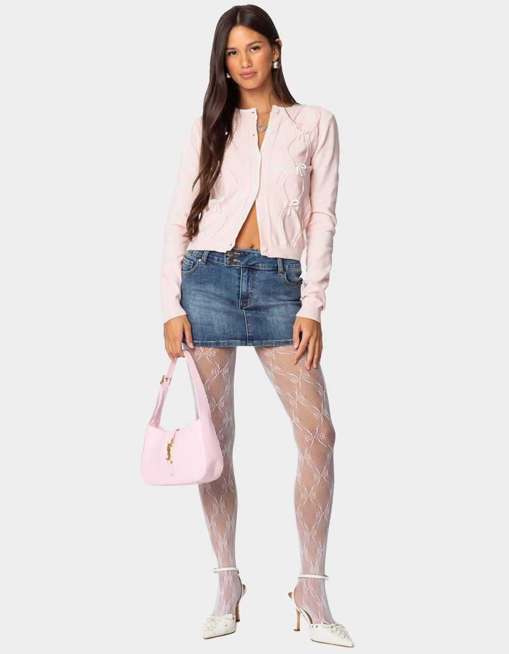EDIKTED Contrast Bow Knit Cardigan Product Image