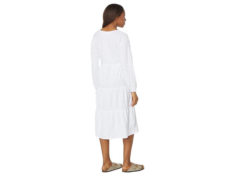 Mod-o-doc Slub Jersey Long Sleeve Shirred Tiered Dress Women's Clothing Product Image
