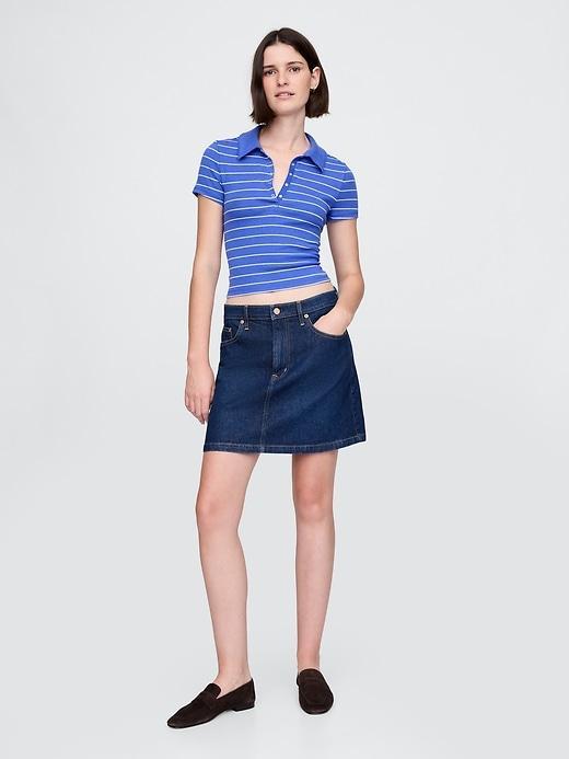 Modern Rib Cropped Polo Shirt Product Image