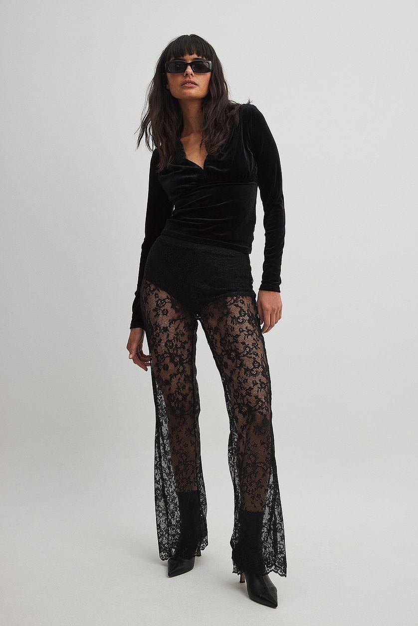 Sharp Shoulder Velvet Top Product Image