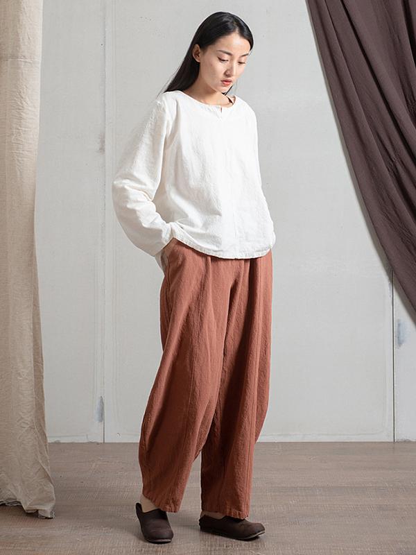 Simple High Waisted Solid Color Wide Leg Pants Product Image