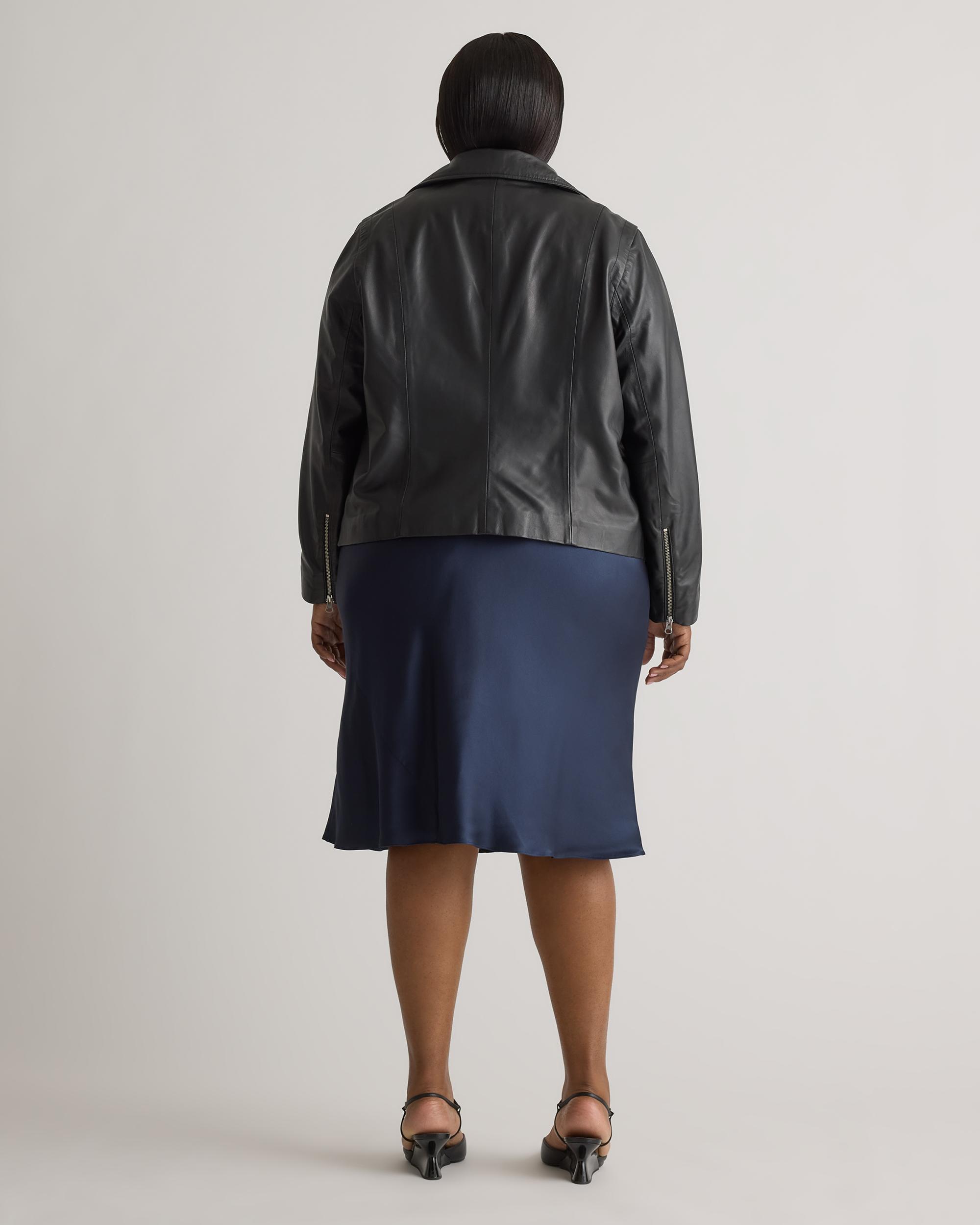 100% Washed Leather Biker Jacket Product Image