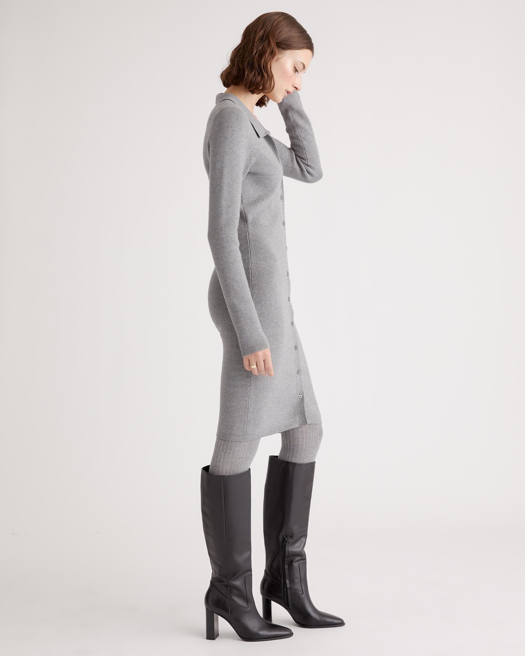 Quince | Women's Eco-Knit Button-Up Sweater Dress Size XS, Viscose Product Image