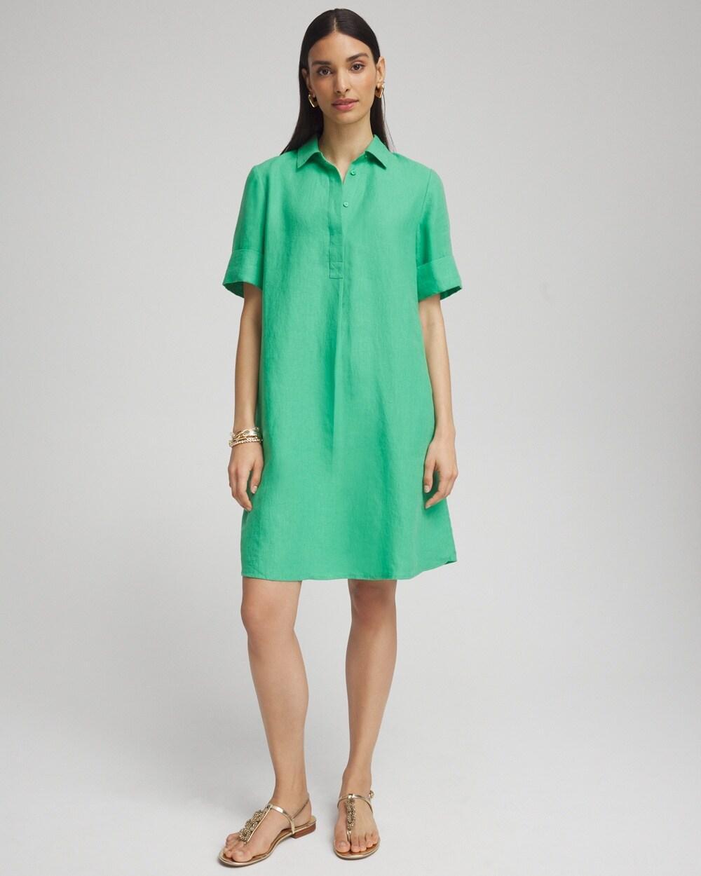 Linen Popover Shirt Dress Product Image