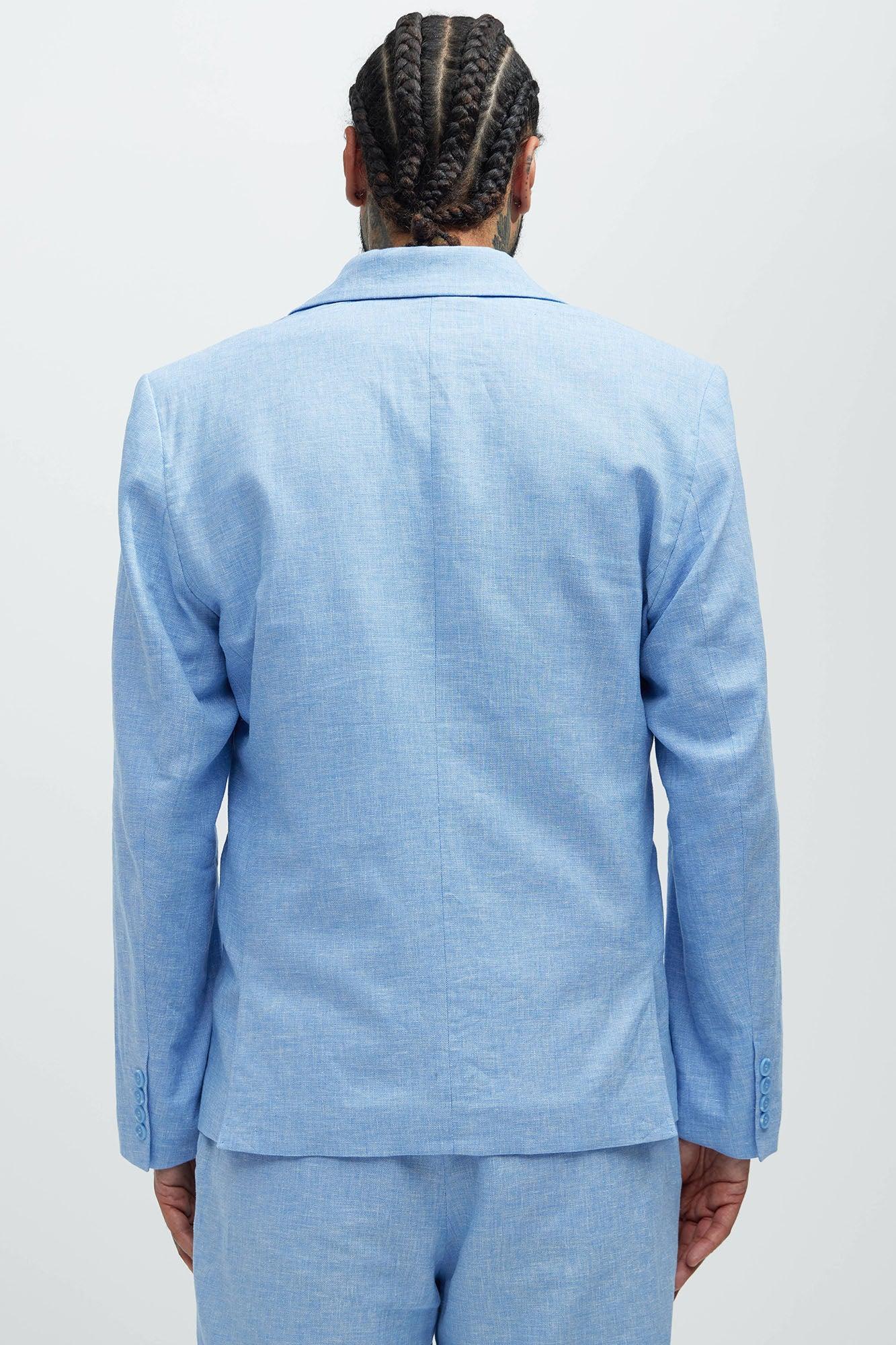 Bahamas Linen Suit Jacket - Ice Blue Product Image
