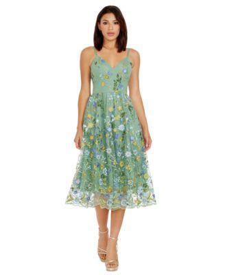 Dress the Population Womens Maren Embroidered Fit & Flare Midi Dress Product Image