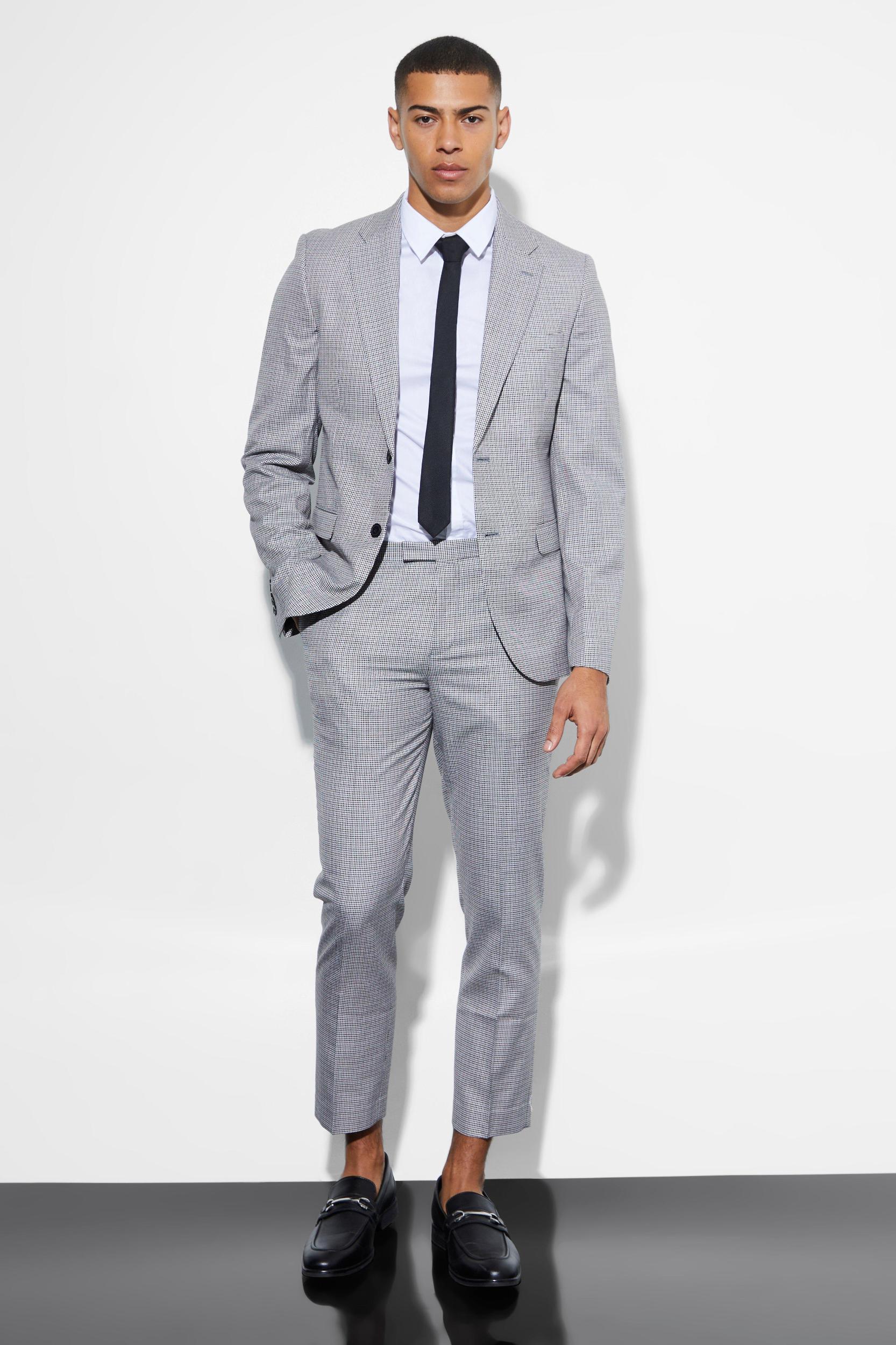 Slim Dogtooth Single Breasted Suit Jacket | boohooMAN USA Product Image