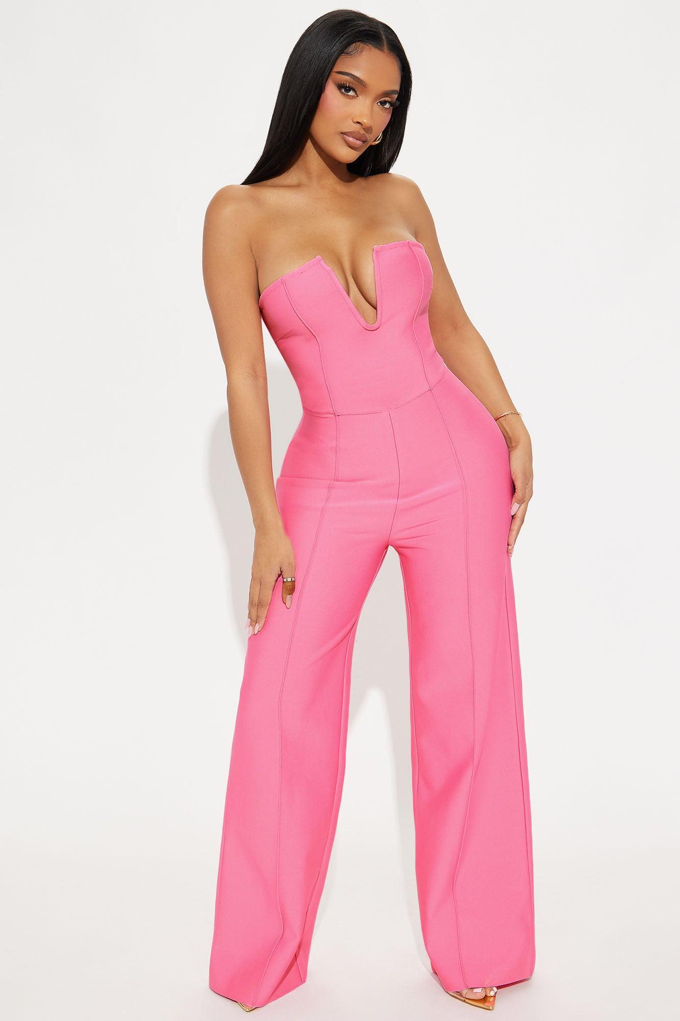 Someone To You Bandage Jumpsuit  - Pink Product Image