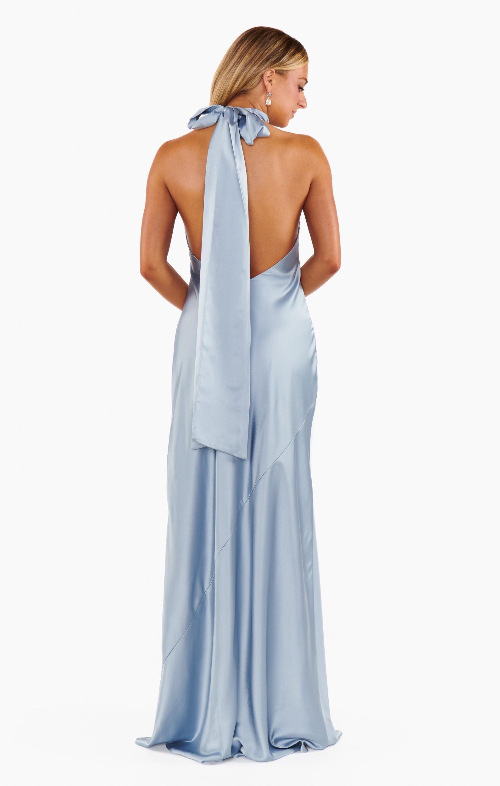 Lisa Maxi Dress ~ Steel Blue Luxe Satin Product Image