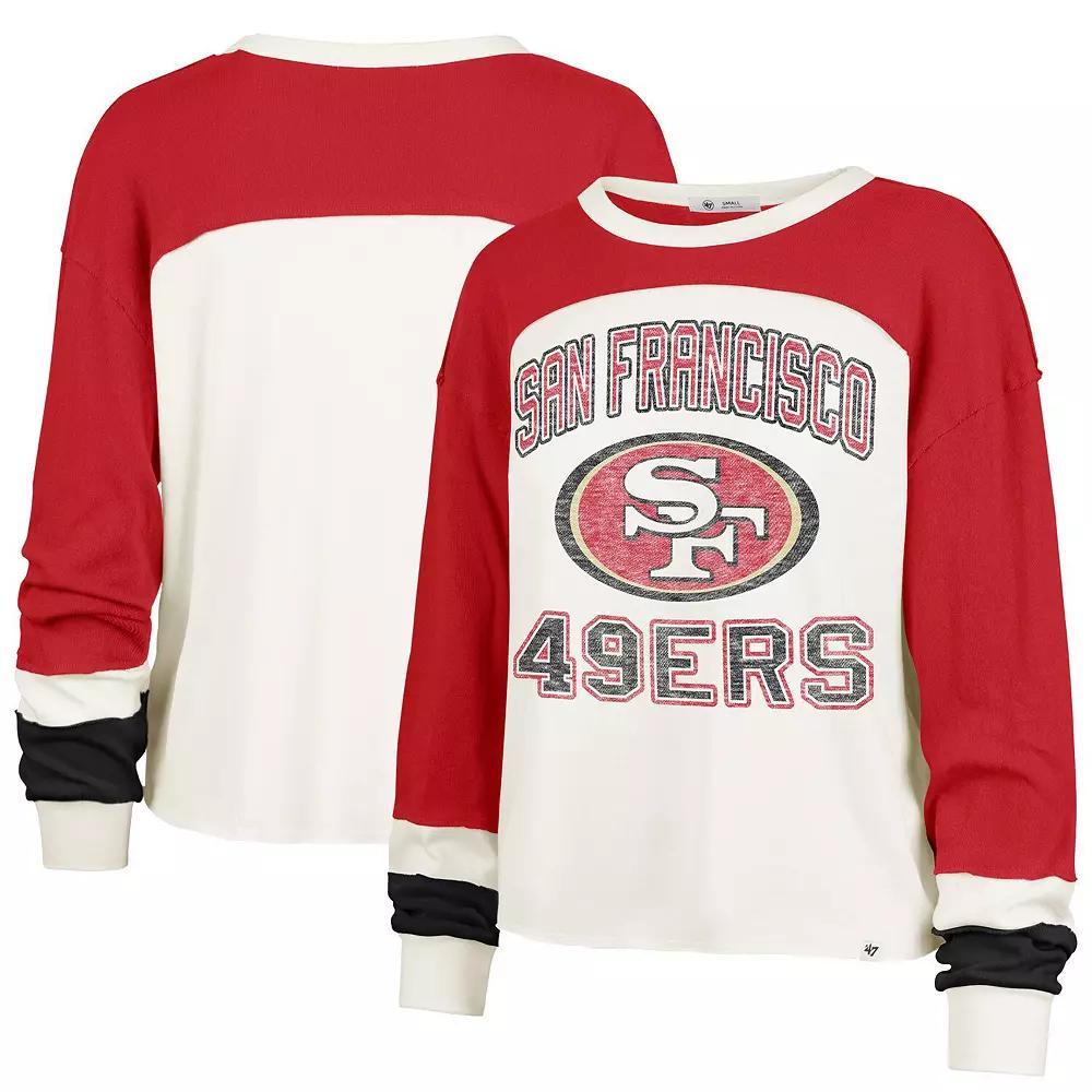 Women's Profile Cream/Scarlet San Francisco 49ers Double Header Curve Toni Long Sleeve T-Shirt, Size: 3XL, Beige Product Image