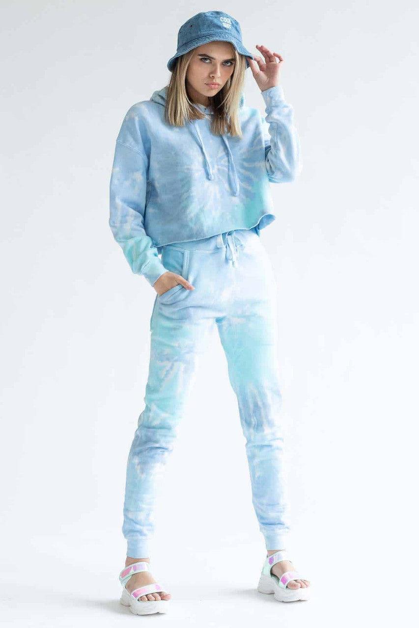 Blue Rainbow Tie Dye Joggers Product Image