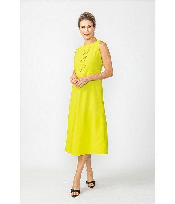 IC Collection Knit Boat Neck Sleeveless Floral Applique Midi Dress Product Image