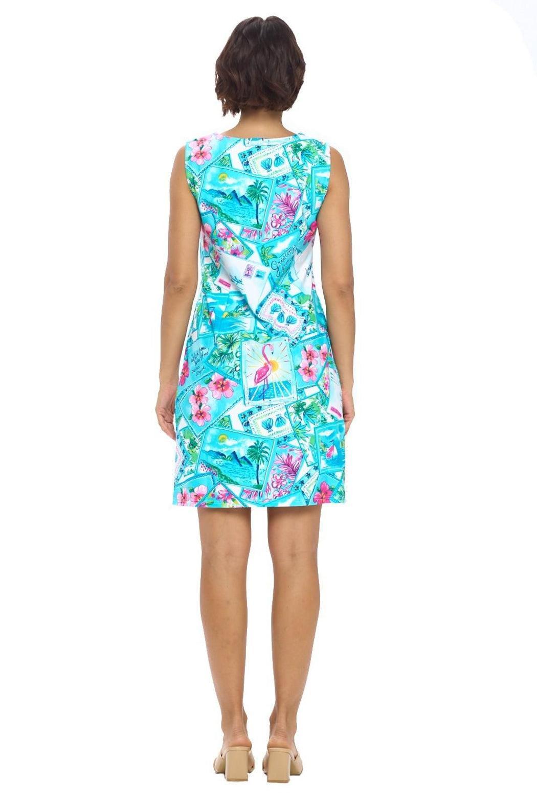 White Split Neck Dress Product Image