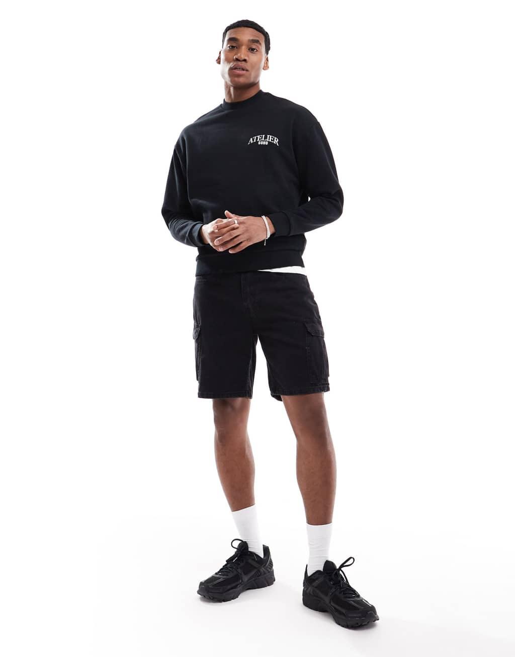 ASOS DESIGN oversized sweatshirt with back print in black Product Image