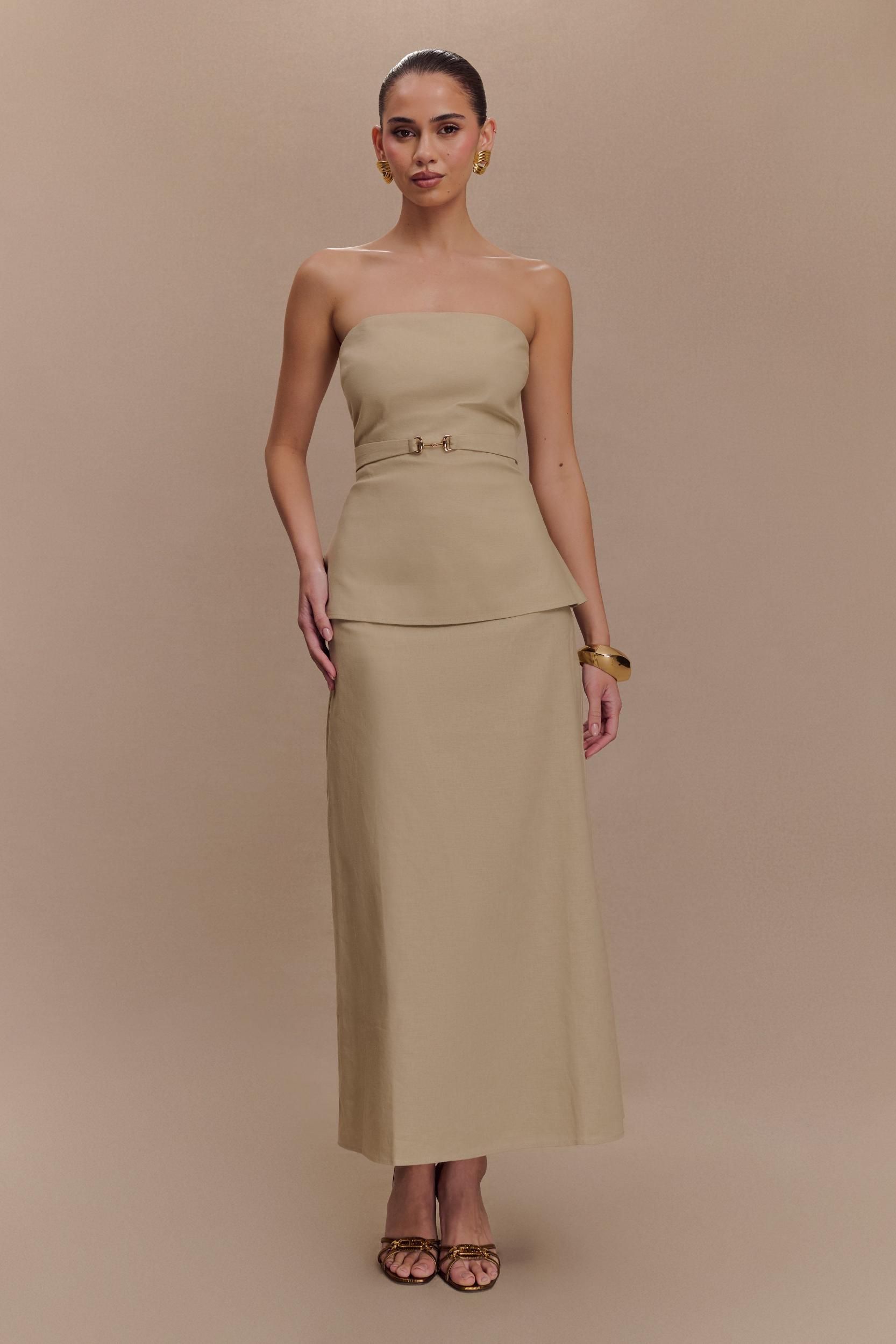 Dora Strapless Linen Top - Natural Product Image