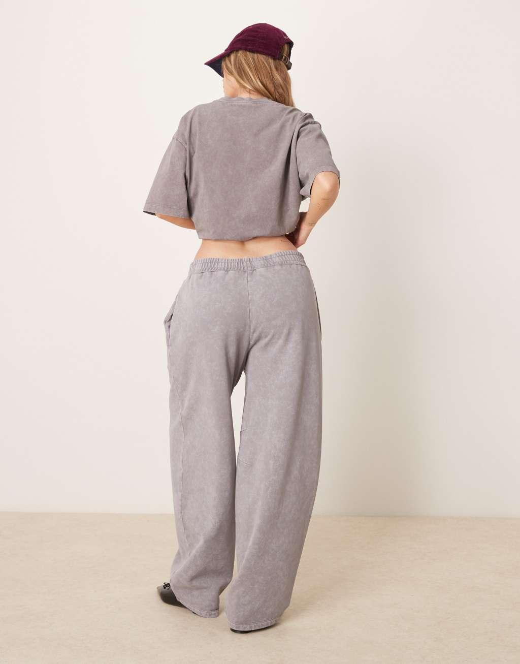ASOS DESIGN barrel leg sweatpants in washed gray Product Image