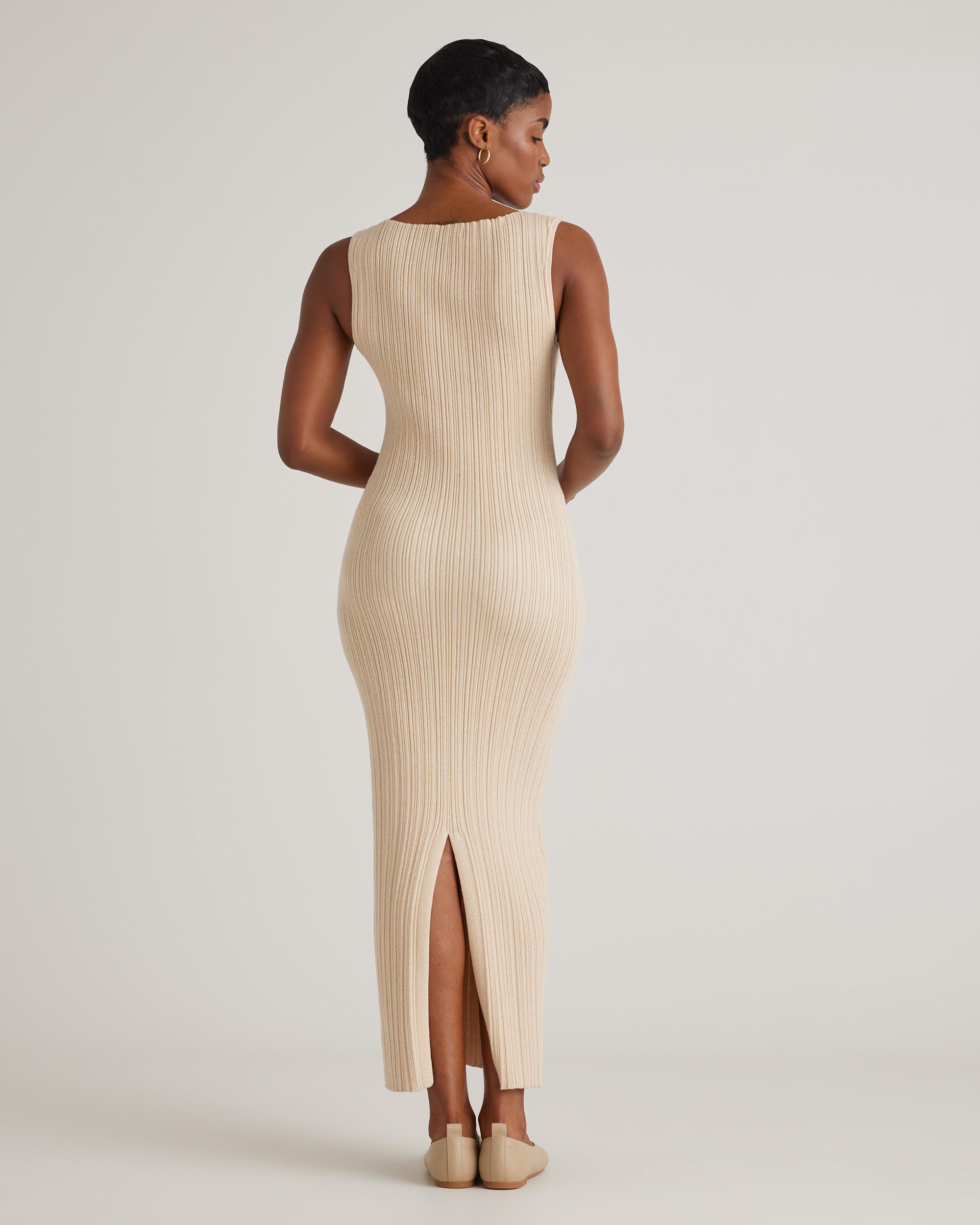 Quince | Women's Cotton Cashmere Ribbed Sleeveless Midi Dress Product Image