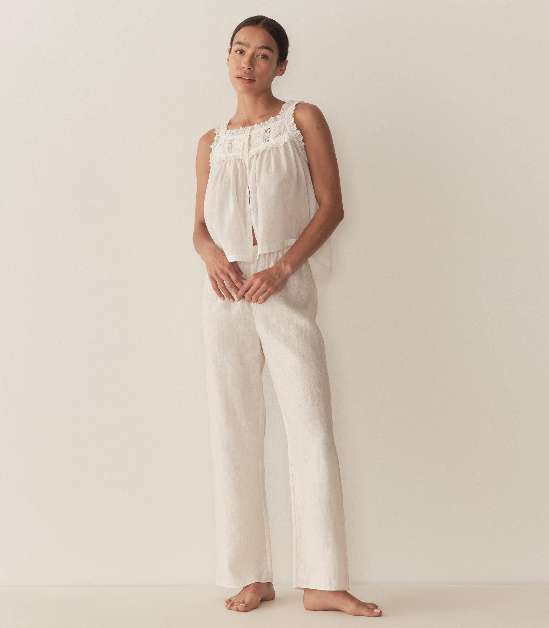LAVON LINEN PANT -- SALT Product Image