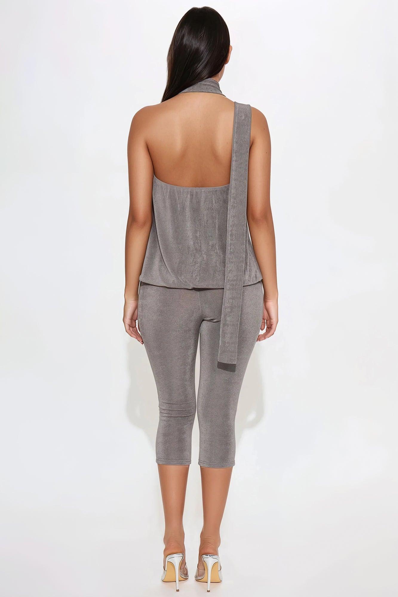 Jasmine Capri Jumpsuit - Silver Product Image
