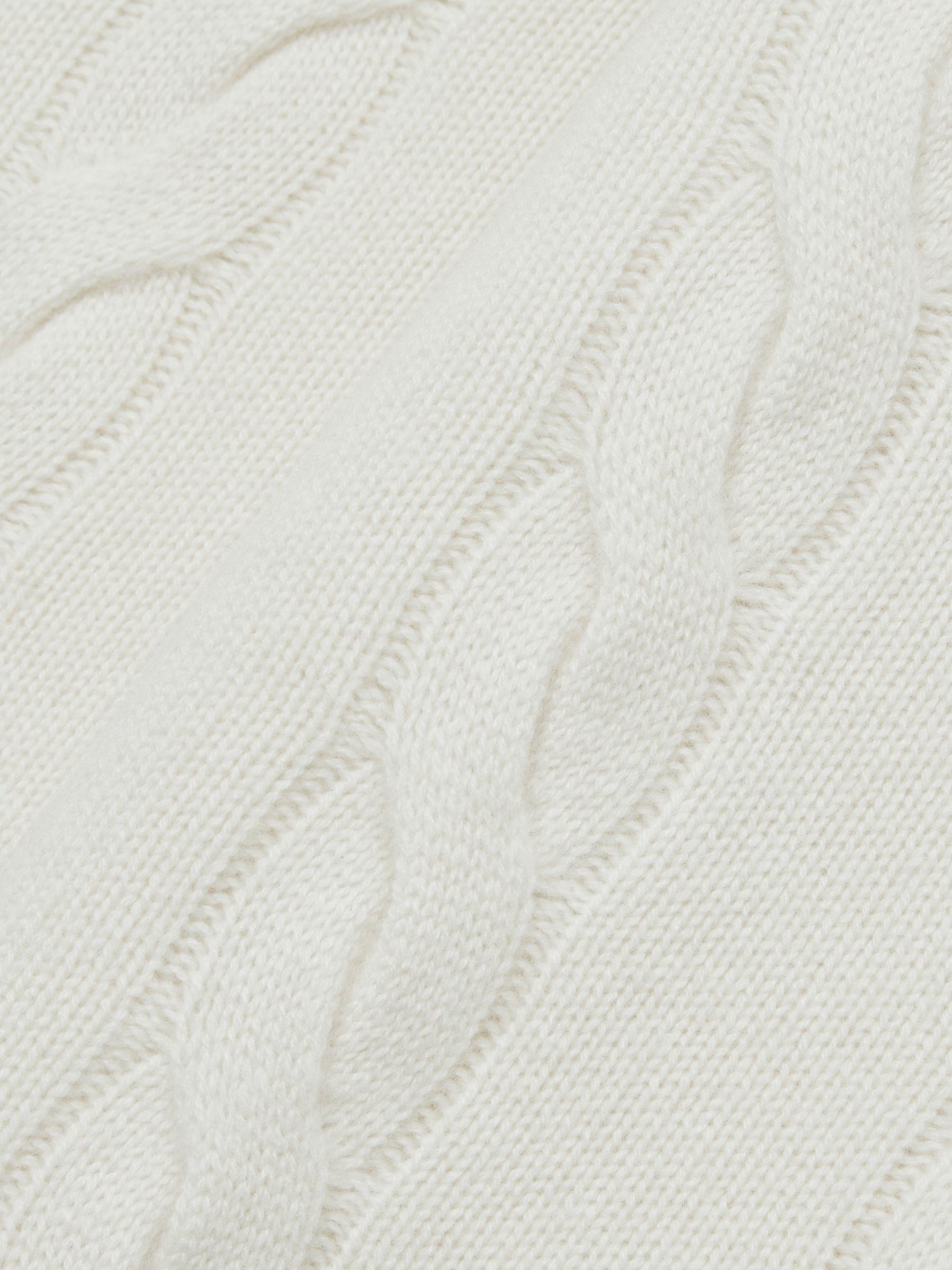 Atelier Cabled-Cashmere Roll-Neck Jumper in White Product Image