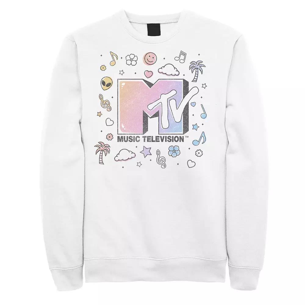 Men's MTV Music Television Doodles Logo Sweatshirt, Size: XXL, White Product Image