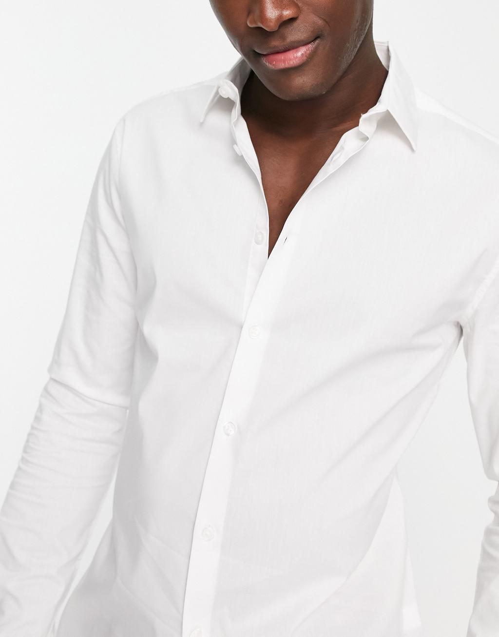 ASOS DESIGN stretch slim fit work shirt in white Product Image