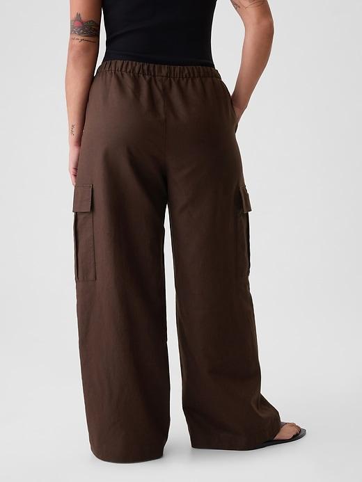 Mid Rise Linen-Cotton Pull-On Cargo Pants Product Image