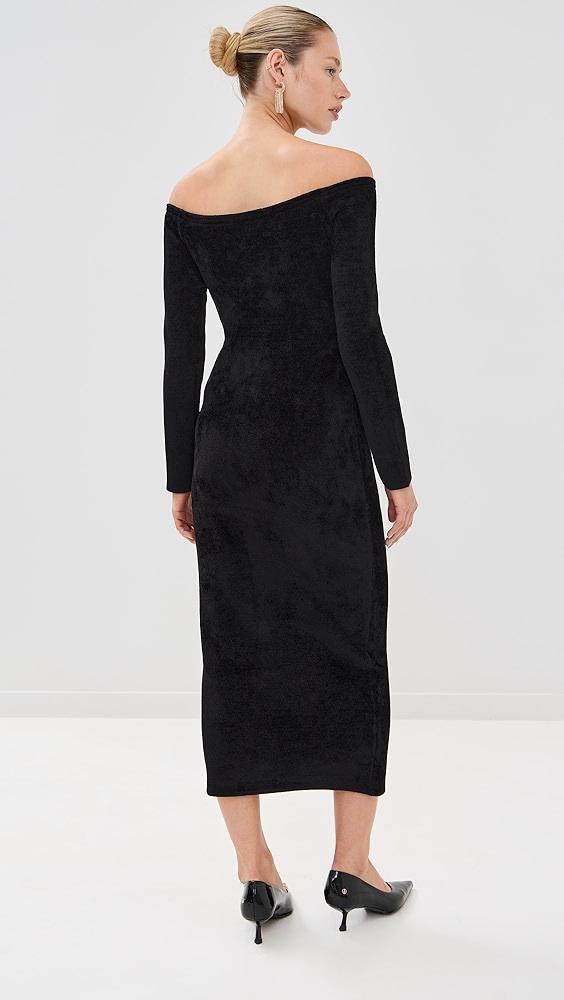 Self Portrait Black Chenille Knit Midi Dress | Shopbop Product Image
