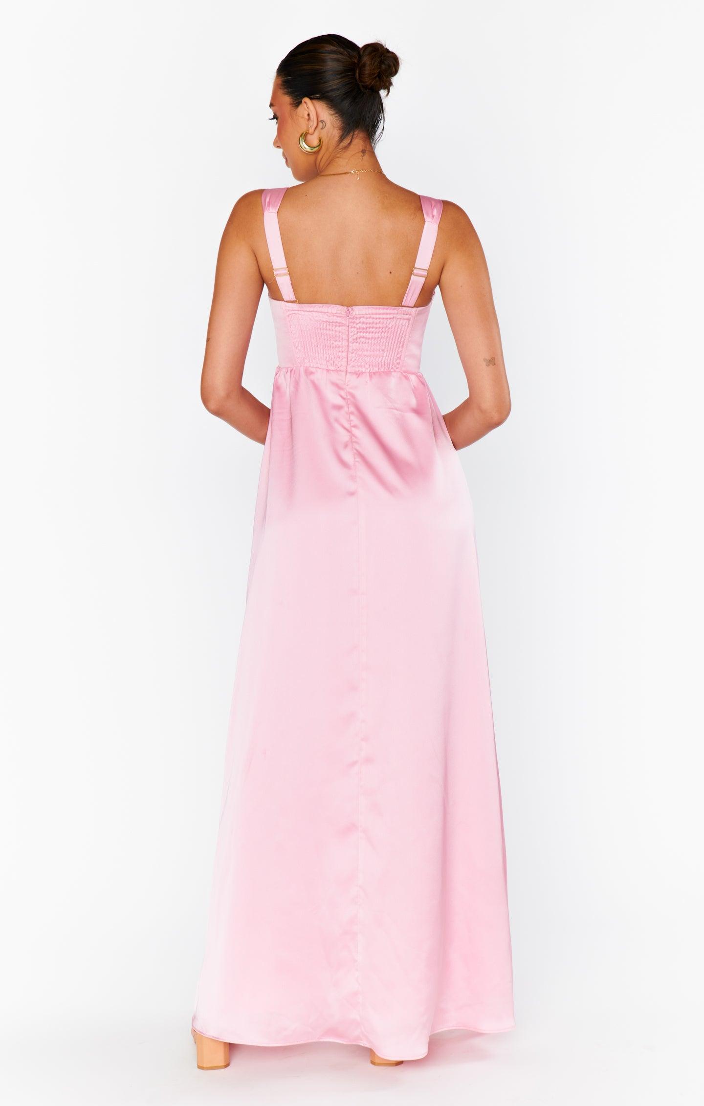 Nina Maxi Dress ~ Light Pink Luxe Satin Product Image