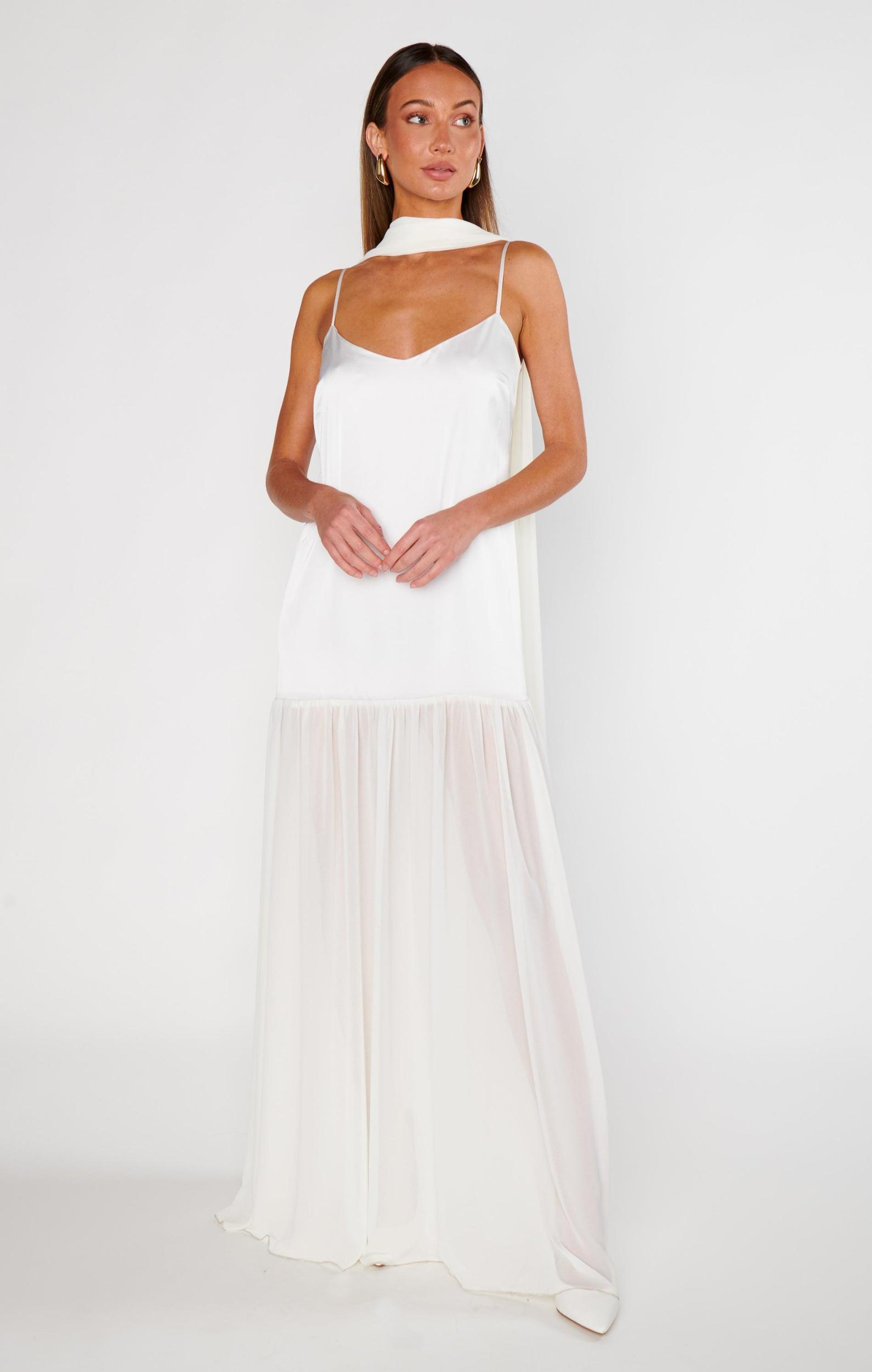 Dalia Maxi Dress ~ Ivory Luxe Satin Product Image