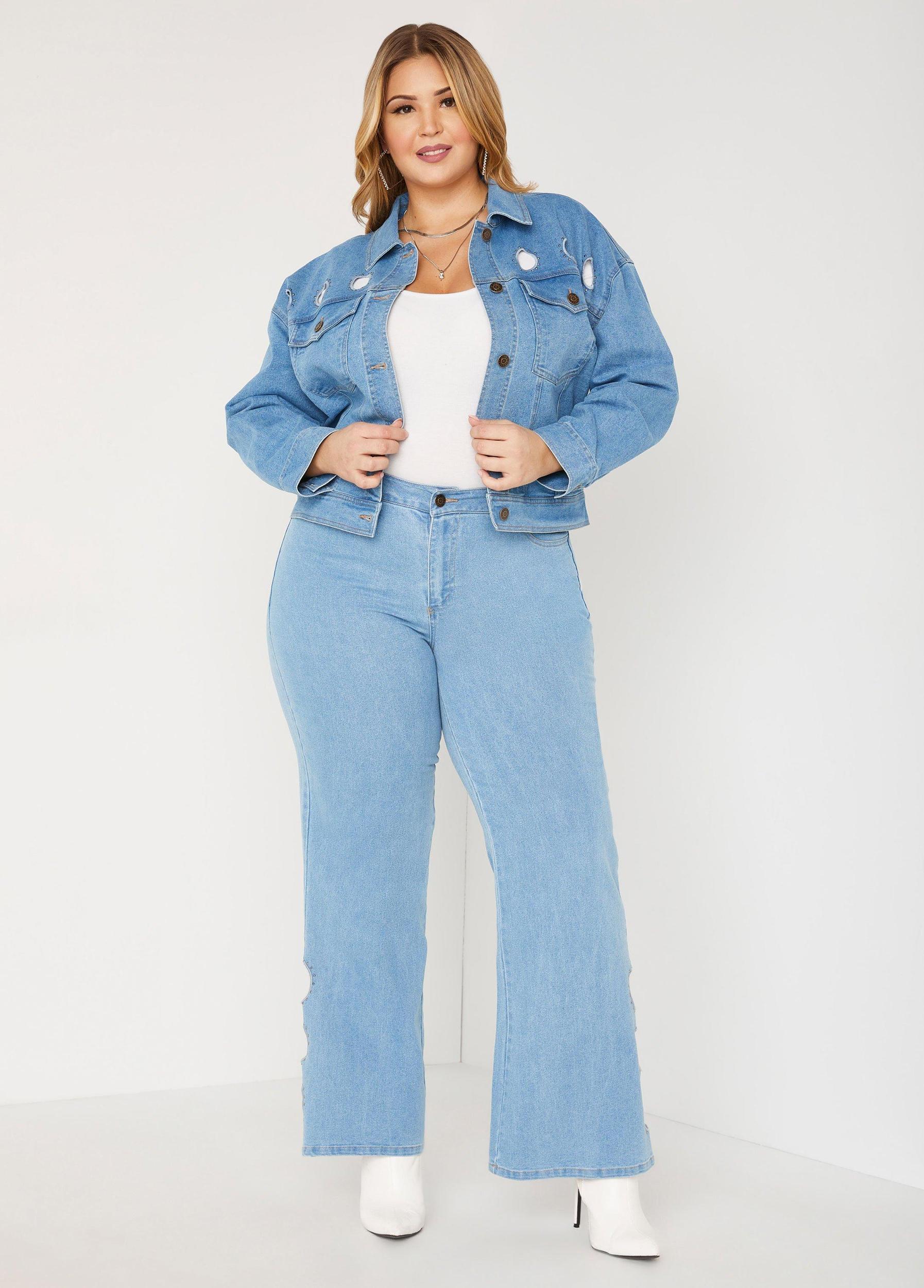 Crystal Cutout Denim Jacket Product Image