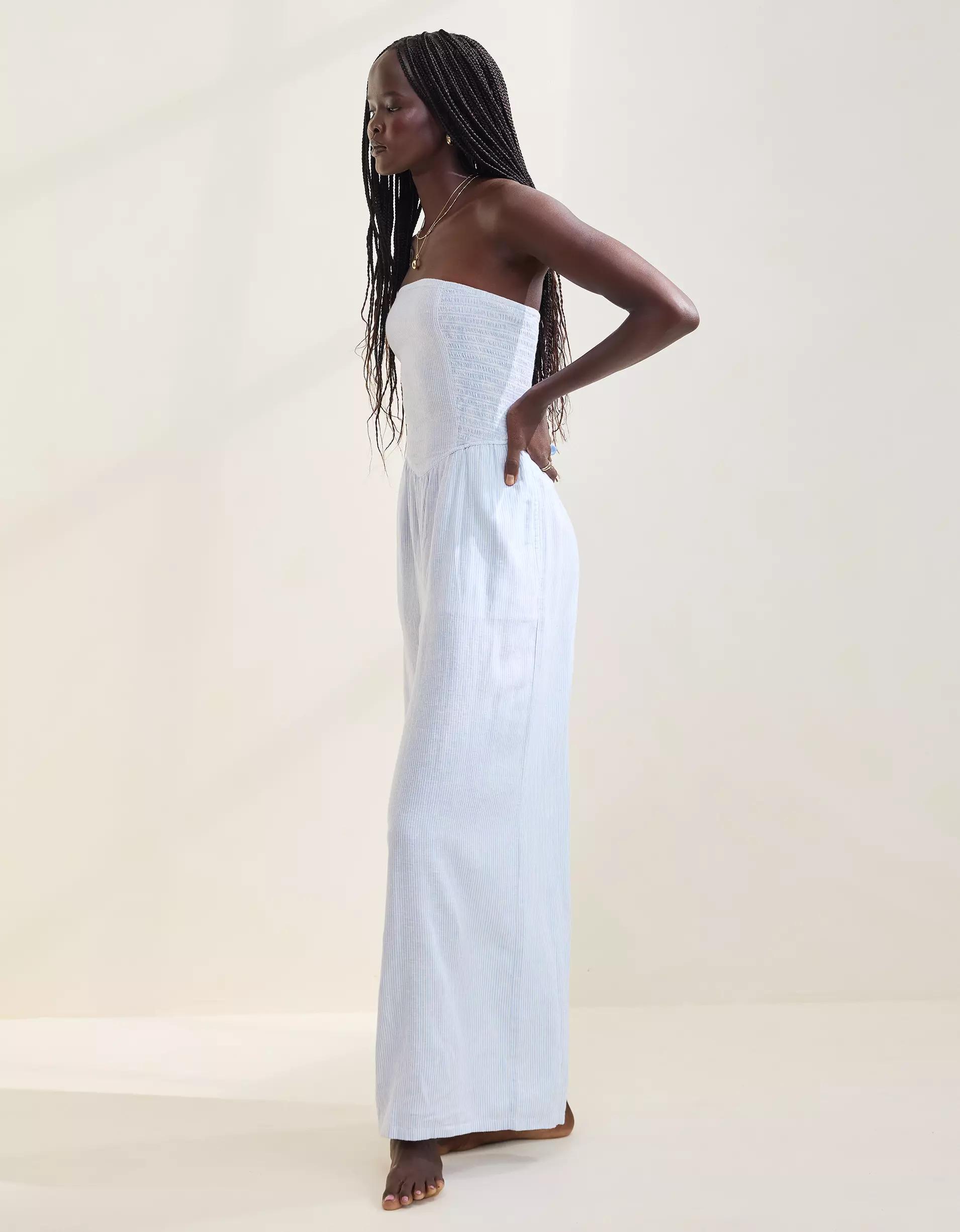 Aerie Strapless Smocked Jumpsuit Product Image