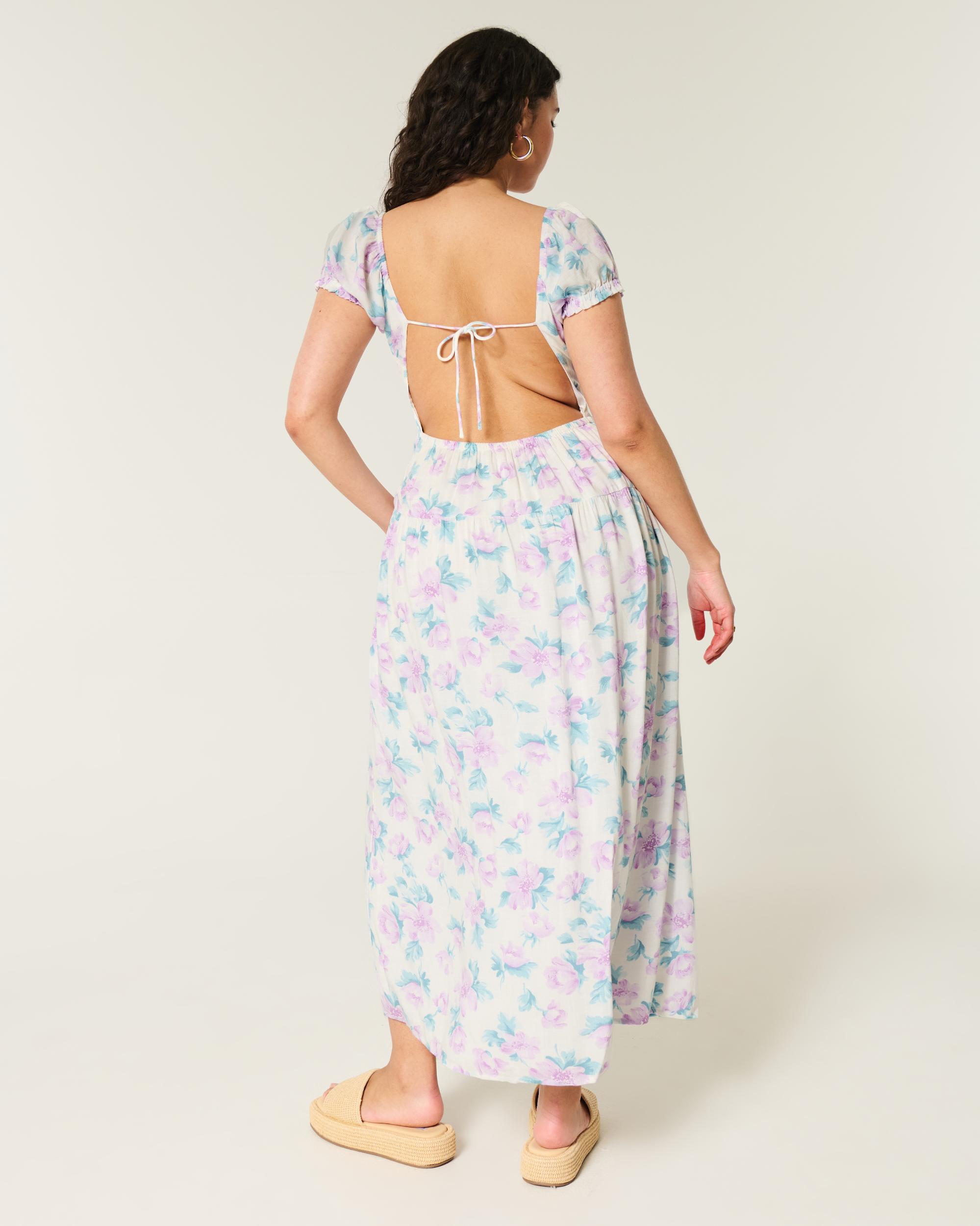 Short-Sleeve Open-Back Maxi Dress Product Image