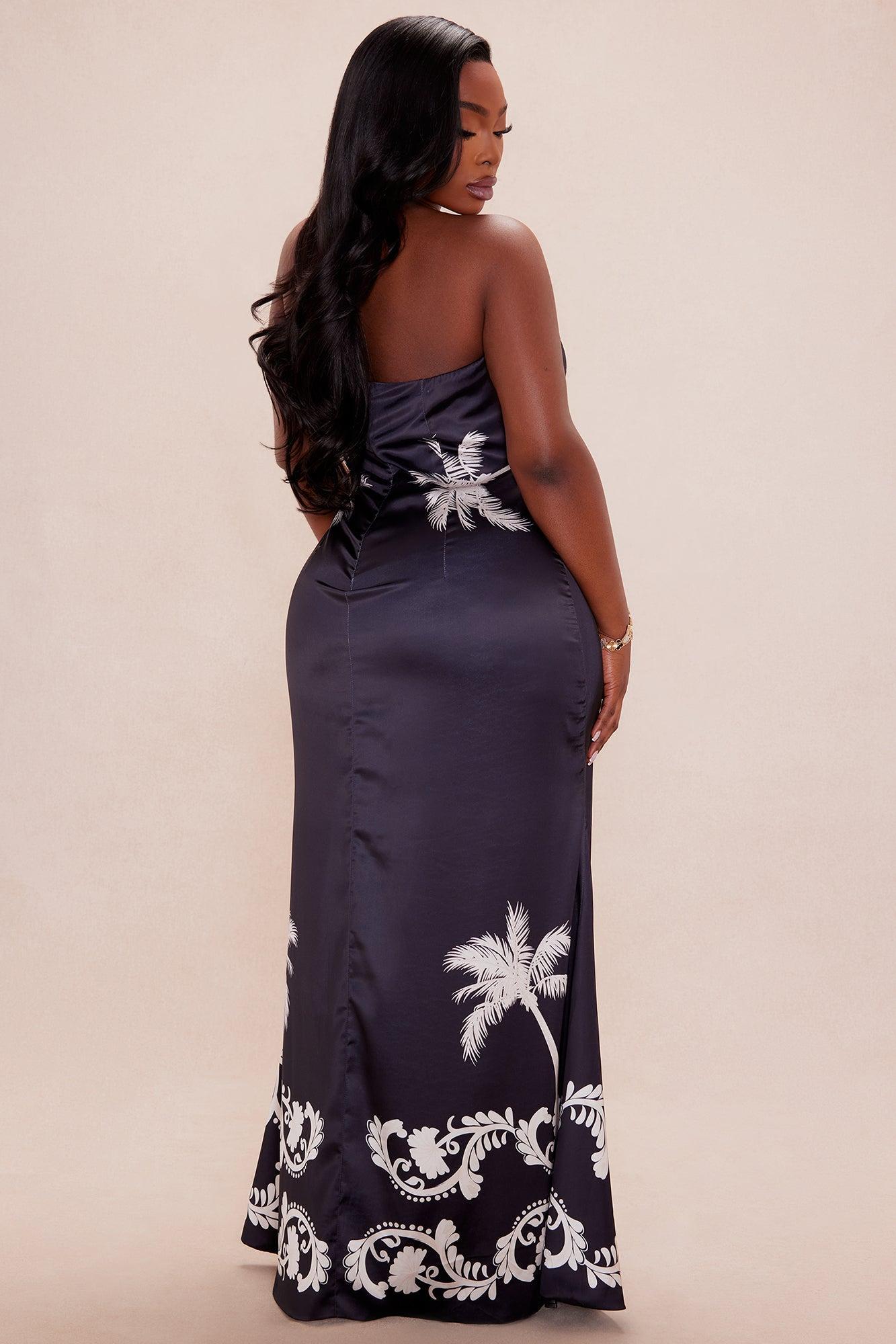 Kali Satin Maxi Dress - Black/combo Product Image