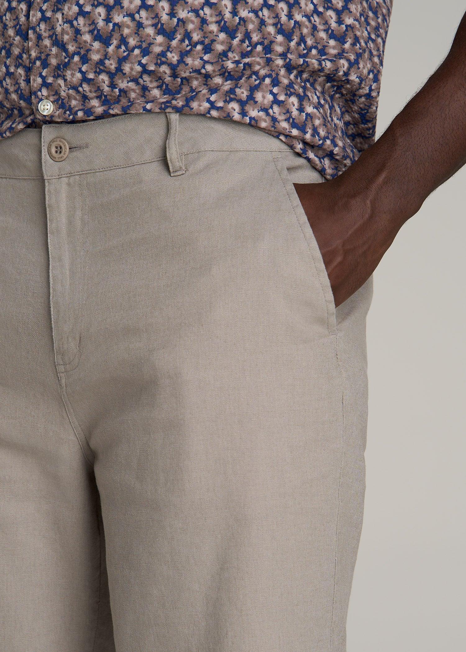 Linen Shorts For Tall Men in Driftwood Brown Product Image