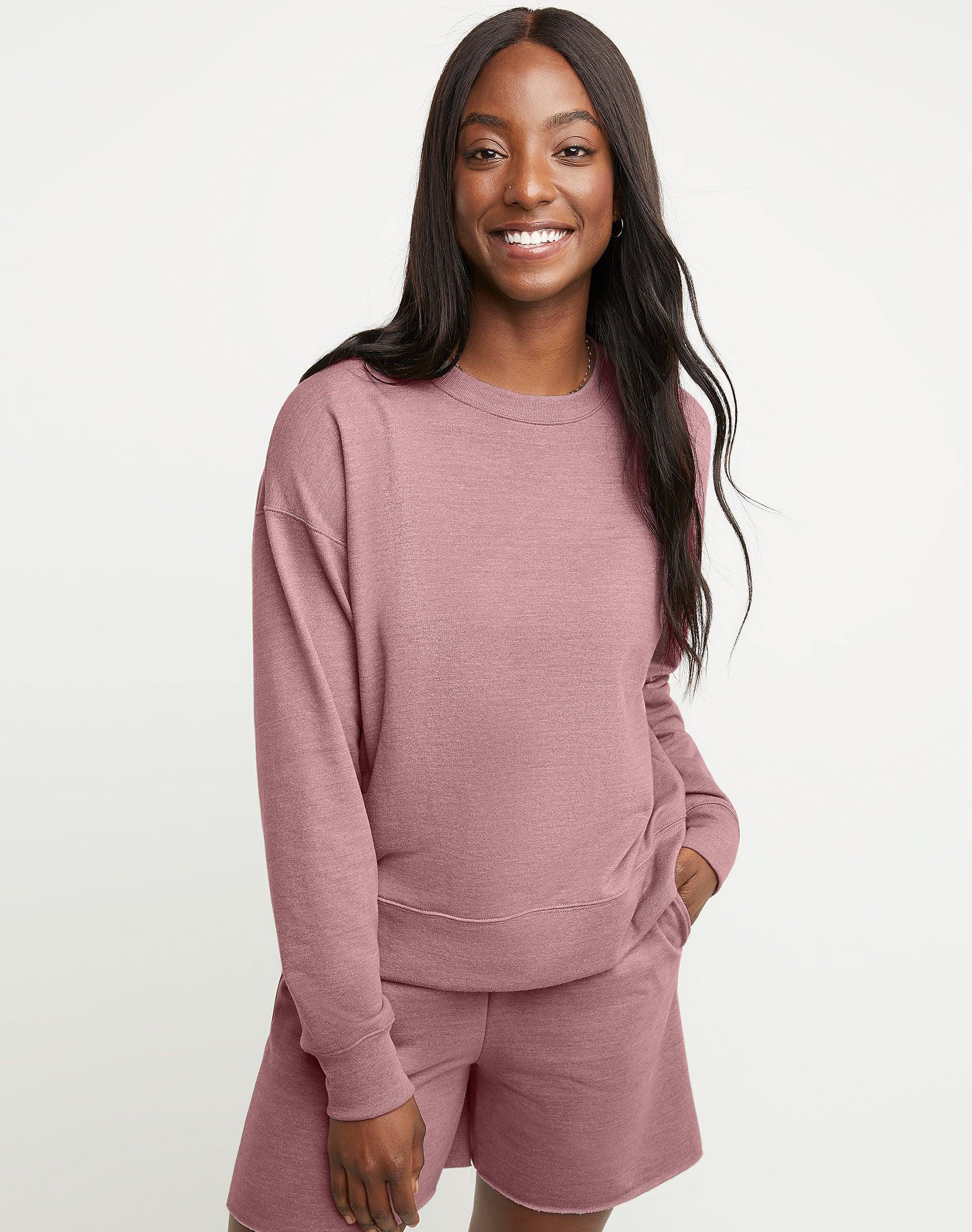 Women's Hanes Originals French Terry Sweatshirt, Size: Medium, Black 50r Pe Grey Product Image