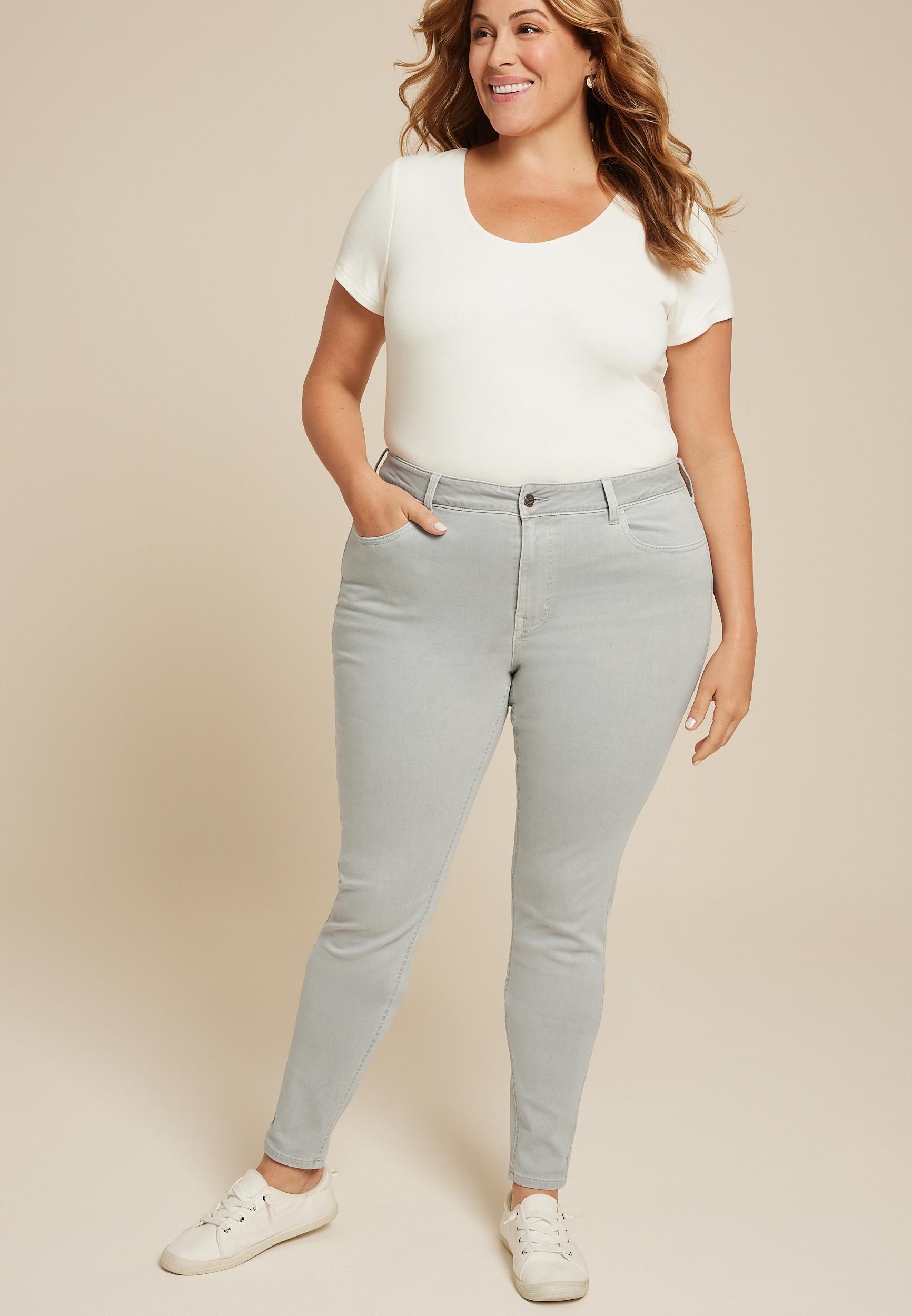Maurices Plus Size Jeans Womens Jeans High Rise Color Jegging Gray Denim Size 24W Product Image