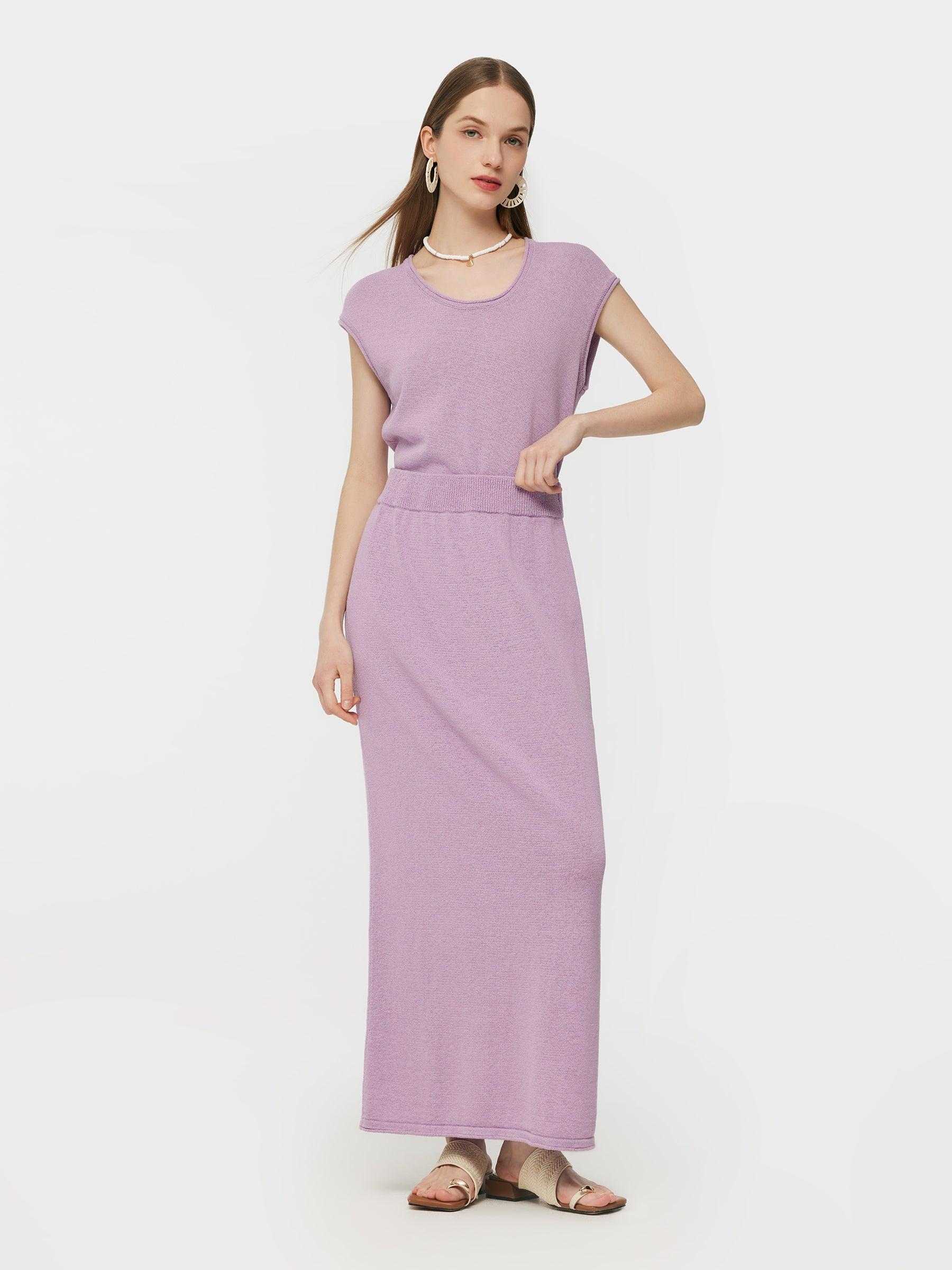 Linen Cotton Blend Women Knit Skirt Product Image