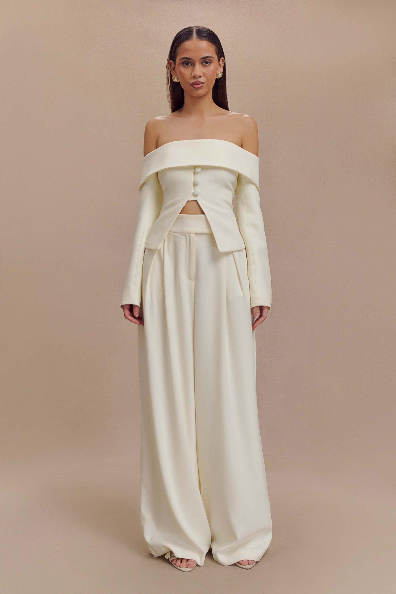 Celene Off Shoulder Jacket - Ivory Product Image