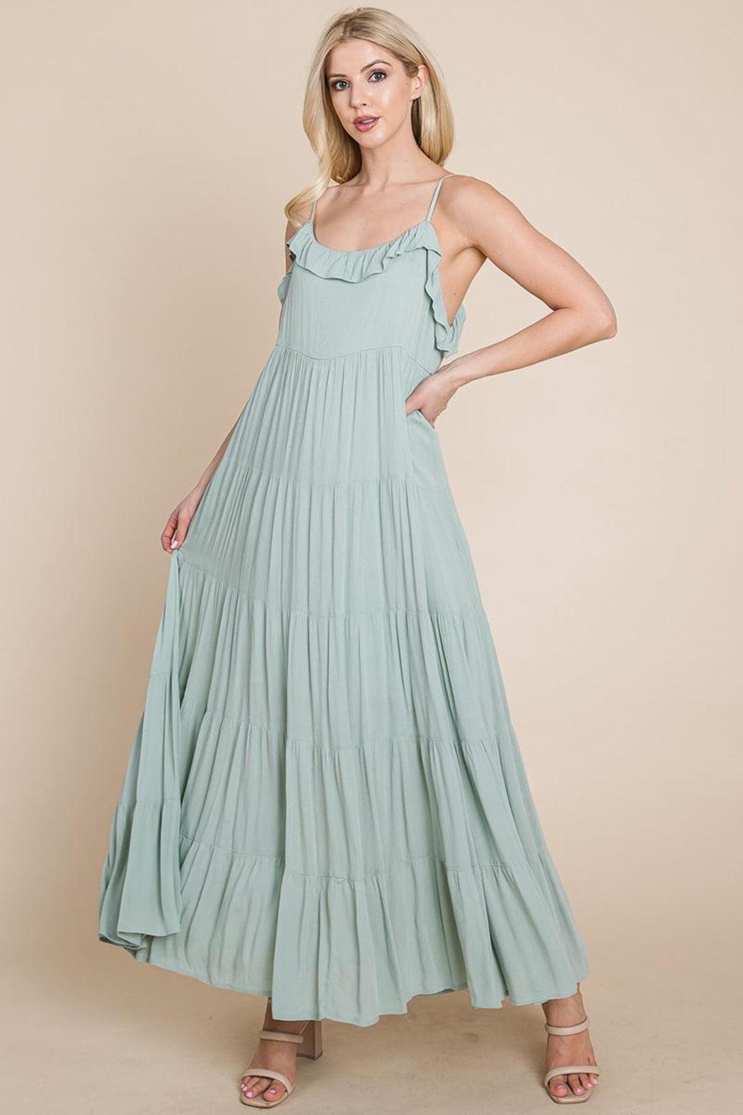 Tiered Tie Strap Cami Maxi Dress Product Image