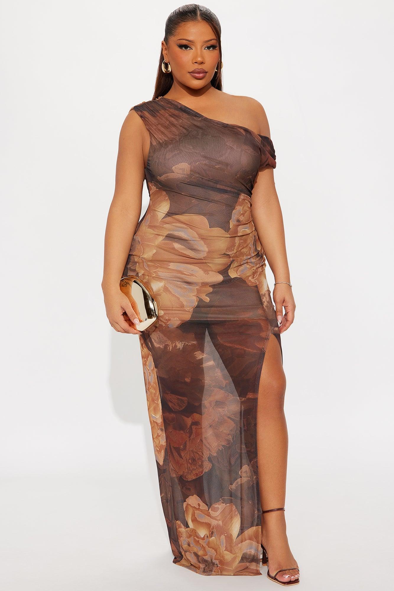 Vaughn Floral Mesh Maxi Dress - Brown/combo Product Image